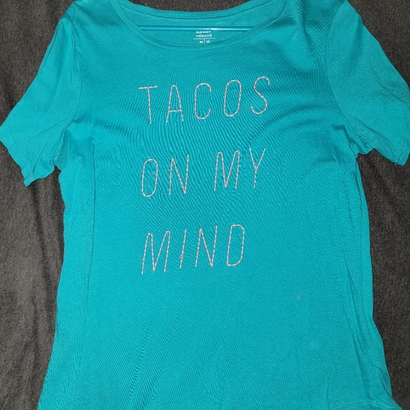 Old Navy Tacos On My Mind T-Shirt - Medium - Teal - Picture 1 of 2